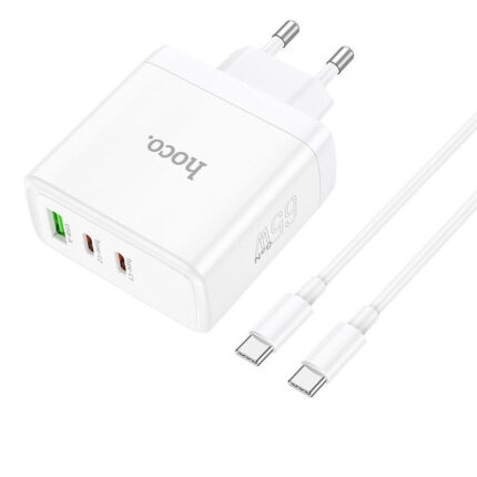 СЗУ Hoco N30 PD65W 2USB-C + USB QC 3.0 adapter White