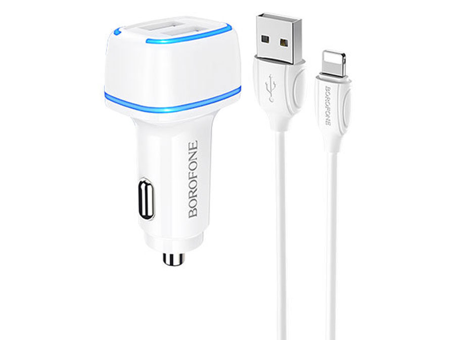 АЗУ borofone bz14 2usb 2.4a lightning white АЗУ borofone bz14 2usb 2.4a lightning white