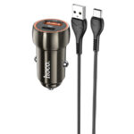 АЗУ hoco z46a pd20w+1usb 3.0a qc 3.0 type c/lightning metal gray