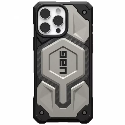 Накладка силикон/пластик prc fiber armor с magsafe и подставкой iphone 16 pro titan