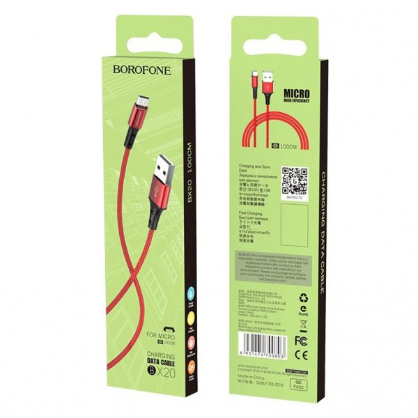 Дата-кабель Borofone BU20 USB/MicroUSB 1.2м тёмно-зелёный Дата-кабель Borofone BU20 USB/MicroUSB 1.2м тёмно-зелёный
