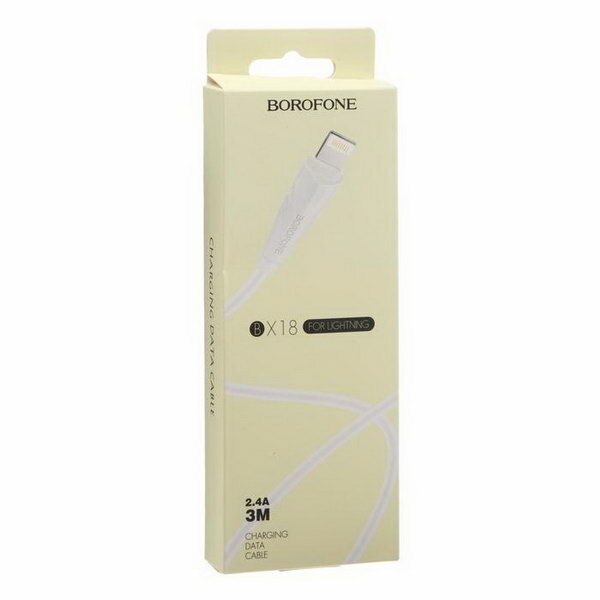 Дата-кабель Borofone BX18 USB/Lightning 3м белый Дата-кабель Borofone BX18 USB/Lightning 3м белый