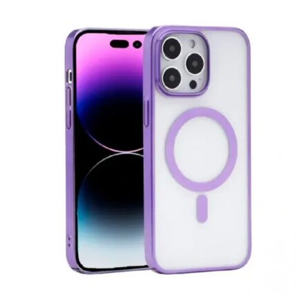 Накладка силикон/пластик Camelia Shadow матовая c Magsafe Apple Iphone 15 Pro Max фиолетовый
