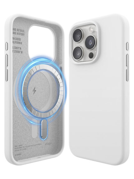 Накладка силикон/пластик Camelia Shadow матовая c Magsafe Apple Iphone 15 Pro Max светло-розовый