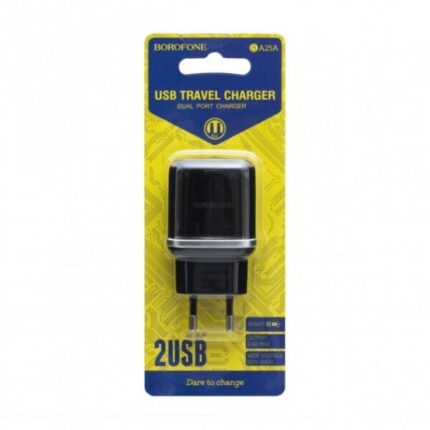 СЗУ Borofone BA25A 2USB 12W адаптер чёрный