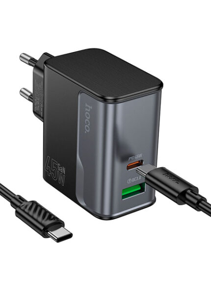 СЗУ Hoco CS74A 1USB+1USB-C 45W адаптер чёрный