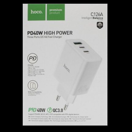 СЗУ Hoco N65 1USB+1USB-C 20W USB-C/USB-C белый