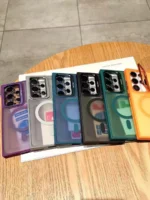 Накладка пластик Two Different Leather Case MagSafe Samsung S25 серый — изображение 3