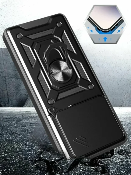 Накладка силикон/пластик PRC Armor Xiaomi Redmi 15 с подставкой чёрный
