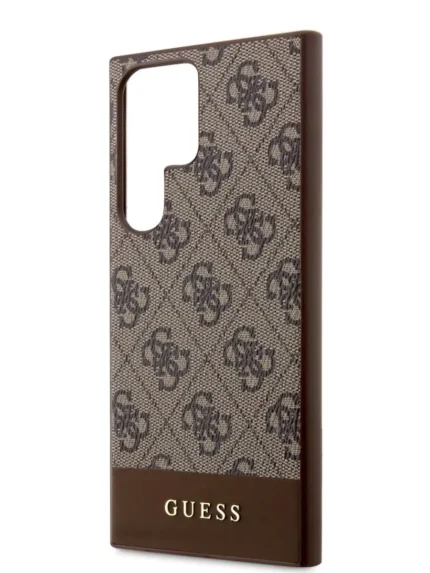 Накладка силикон/кожа Guess PU 4G Bottom stripe Metal logo Hard Galaxy S23 Ultra коричневый