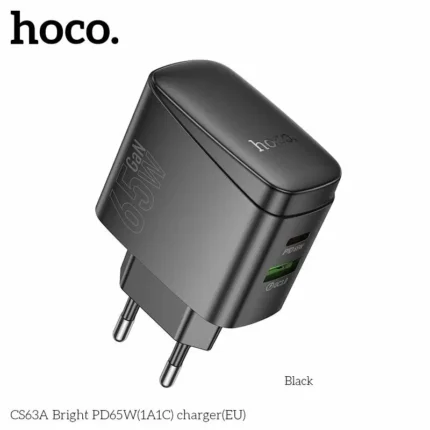 СЗУ Hoco CS63A 1USB+1USB-C 65W адаптер чёрный