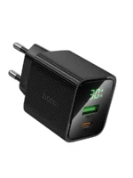 СЗУ Hoco CS84A 1USB+1USB-C 30W с дисплеем адаптер чёрный — изображение 2