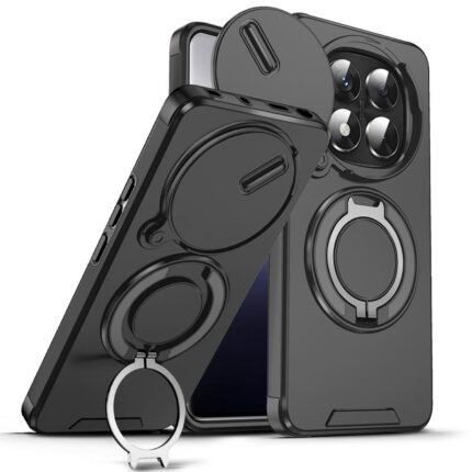 Накладка силикон/пластик PRC Armor Xiaomi Redmi Note 15 4G с подставкой чёрный