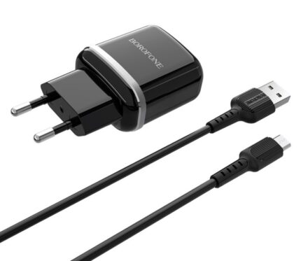 СЗУ Borofone BA25A 2USB 12W USB/MicroUSB чёрный