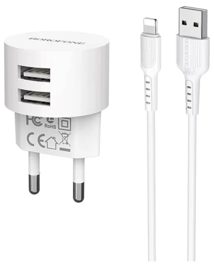 СЗУ Borofone BA23A 2USB 12W USB/Lightning белый