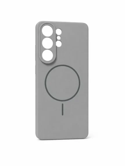 Накладка силикон/кожа Modern Lux с MagSafe Samsung S26 Ultra серый титан