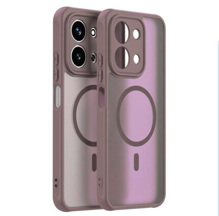 Накладка силикон/пластик PRC с окантовкой MagSafe Xiaomi Poco X8 Pro Max коричневый