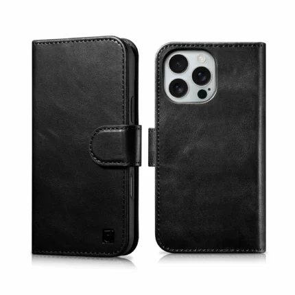 Накладки силикон/кожа Leather Case Apple iPhone 16 Pro Max чёрный