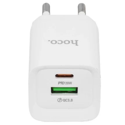 СЗУ Hoco C147A 1USB+1USB-C 20W USBC/Lightning белый
