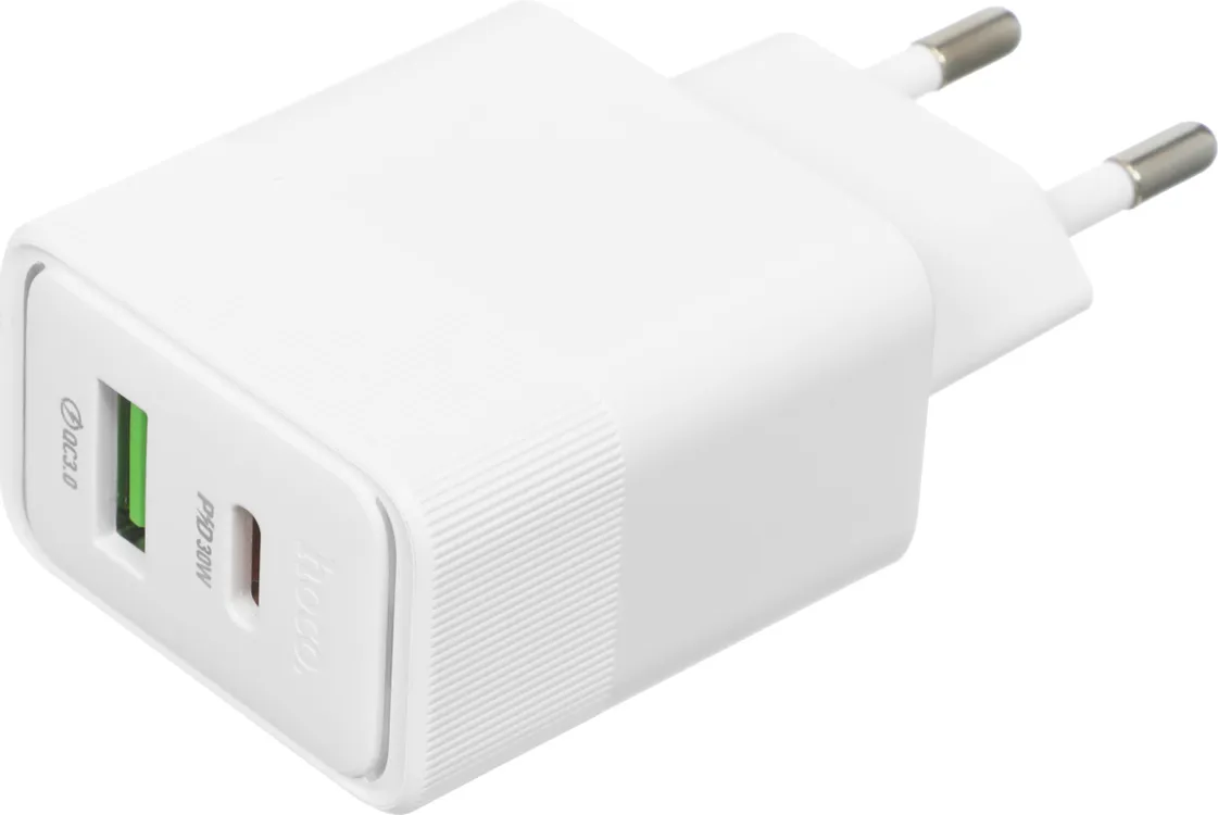 СЗУ Hoco CS112A 1USB+1USB-C 30W USB-C/USB-C белый СЗУ Hoco CS112A 1USB+1USB-C 30W USB-C/USB-C белый