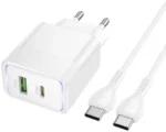 СЗУ Hoco CS112A 1USB+1USB-C 30W USB-C/USB-C белый